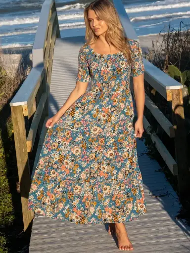 [LHDRS002144] Daisy vestido M azul en rayon
