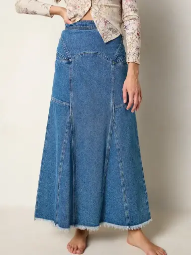 [SKRT000932] Falda Denim Ajustada larga Size 8