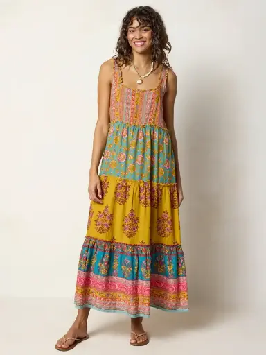 [LHDRS003967] Vestido Adele Maxi Small Gold Wildlowers