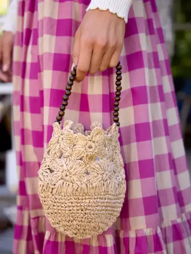 [BAG000235] Cartera hecha a mano artesanal en rafia de coco