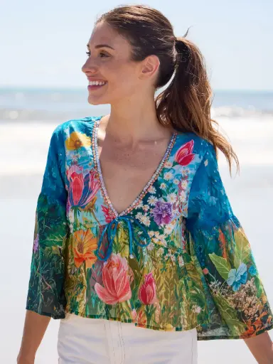 [TOP002781] Blusa Isabella Large Azul Jardin