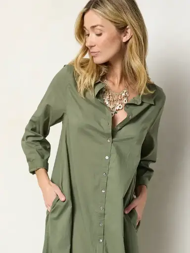 [LHDRS003671] Vestido verde olivo en algodon Medium