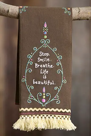 [LHT037] LINEN HAND STOP SMILE BREATHE